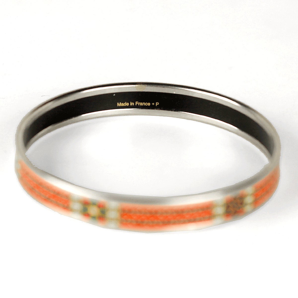 Hermes Bracelet Enamel Palladium Silver 65 Narrow | Bangle SHW