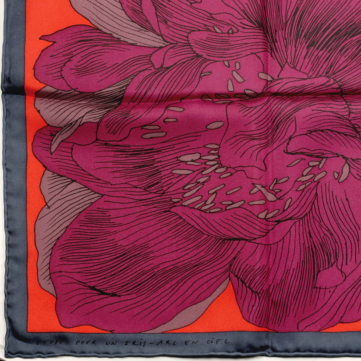 Hermes Scarf "Etude Pour un Iris Arc-en-Ciel" by Benoit Pierre Emery 90cm Silk | Carre Foulard