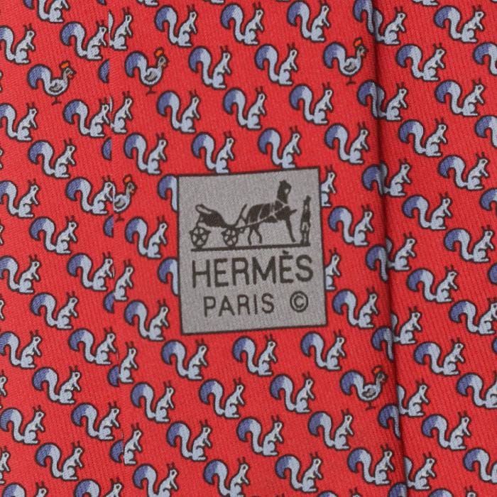 Hermes Men's Silk Tie Whimsical Squirrels Pattern 645720 | Necktie Cravate