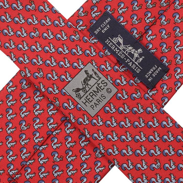 Hermes Men's Silk Tie Whimsical Squirrels Pattern 645720 | Necktie Cravate