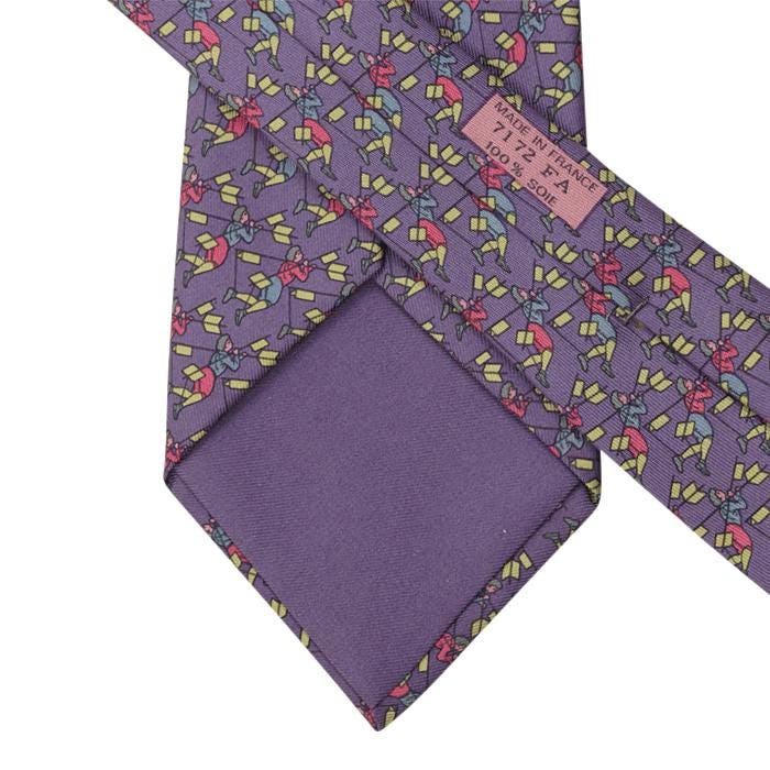 Hermes Men's Silk Tie Vintage Flying Men Pattern 7172 | Necktie Cravate