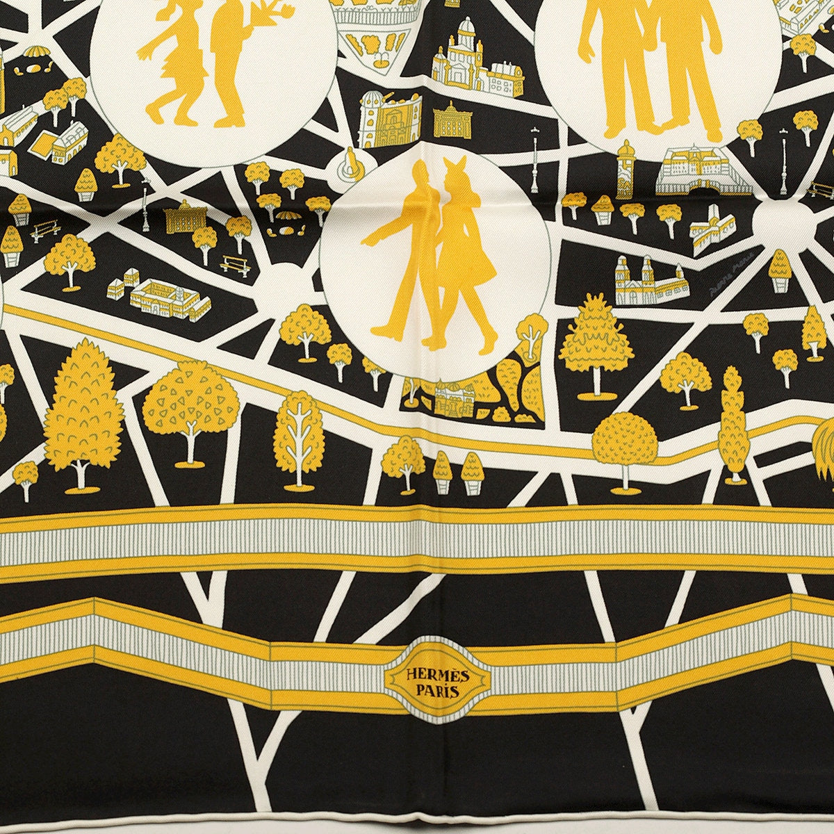 Hermes Scarf "Le Nouveaux Amoureux de Paris" by Pierre Marie 90cm Silk | Carre Foulard