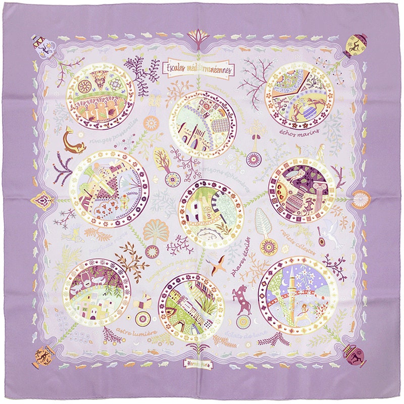 Hermes Scarf "Escales Mediterrannes" by Christine Henry 90cm Silk | Foulard Carre