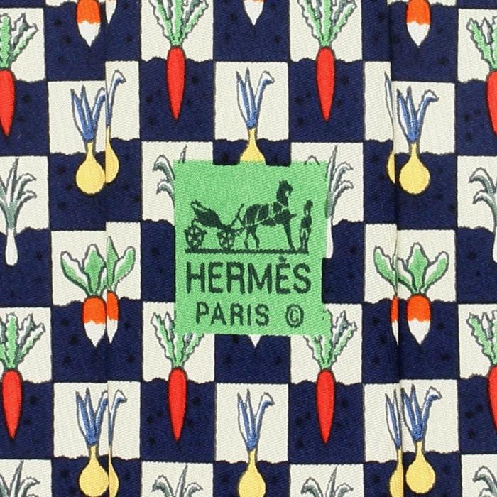 Hermes Men's Silk Tie Checkers Vegetables Pattern 7712 | Necktie Cravate