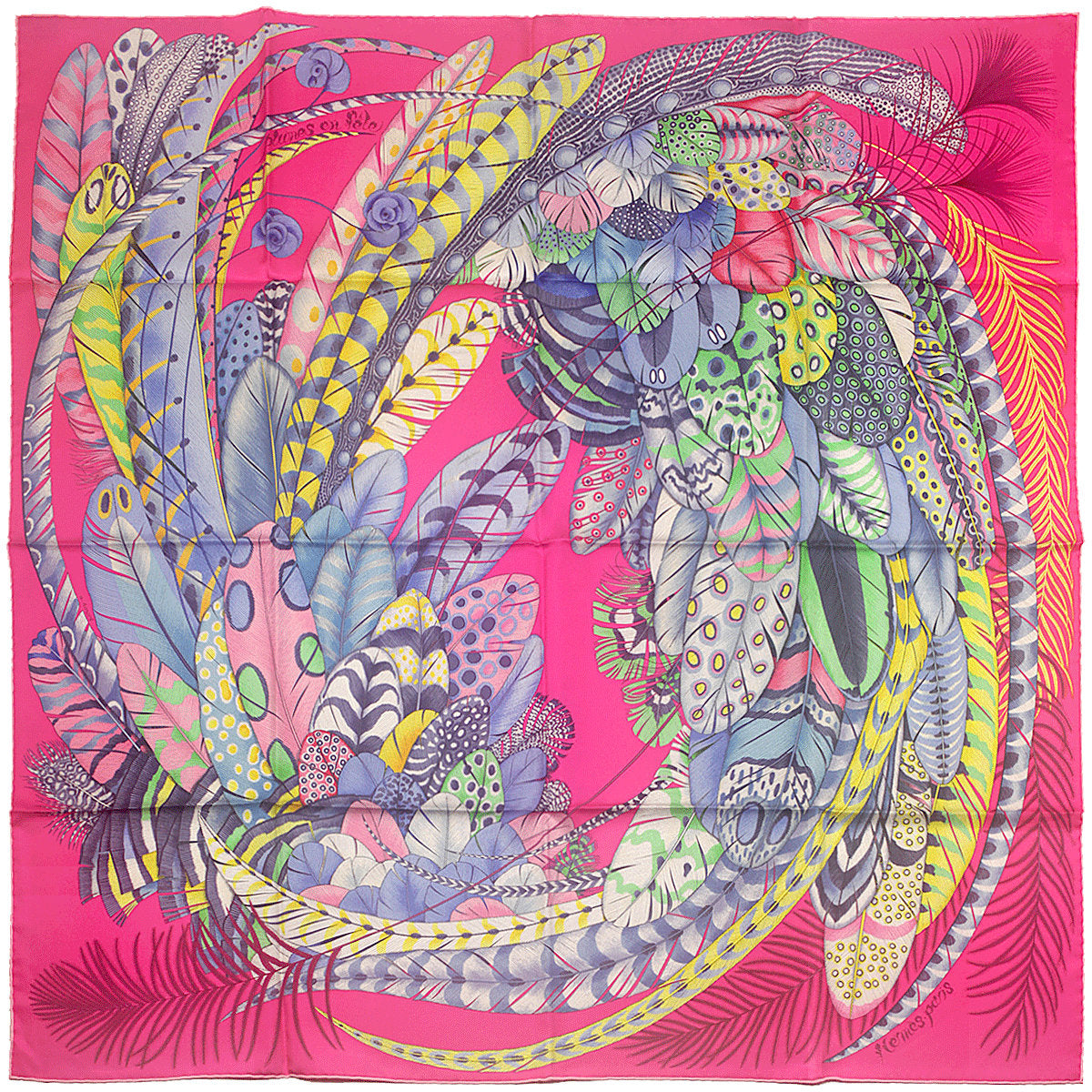 Hermes Scarf "Plumes en Fete" by Aline Honoré 90cm Silk | Carre Foulard