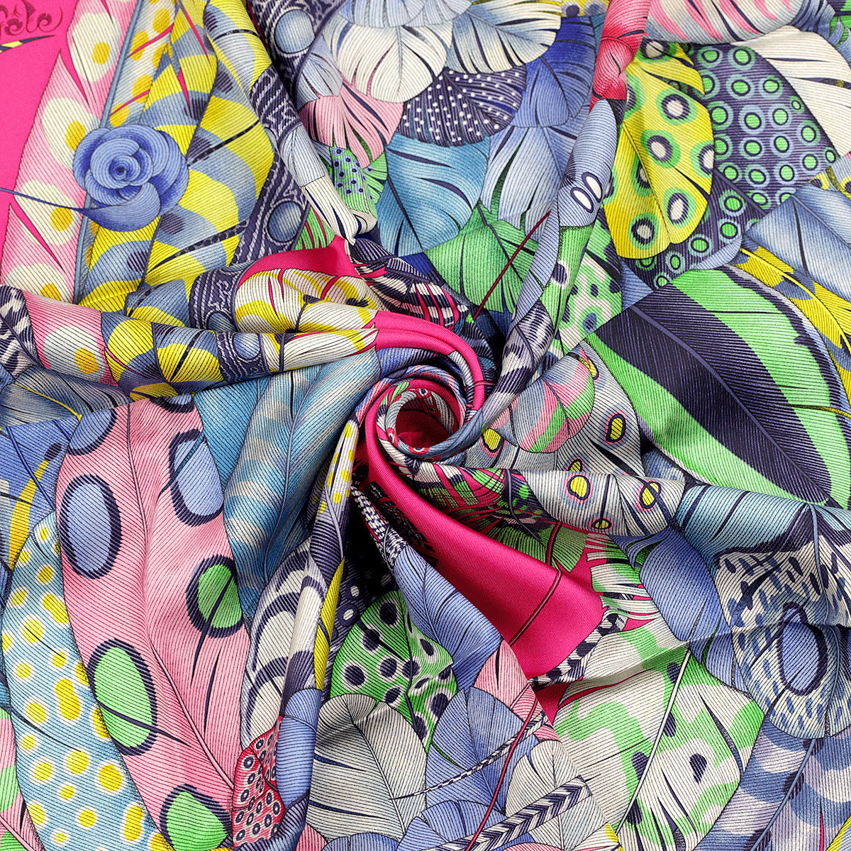 Hermes Scarf "Plumes en Fete" by Aline Honoré 90cm Silk | Carre Foulard