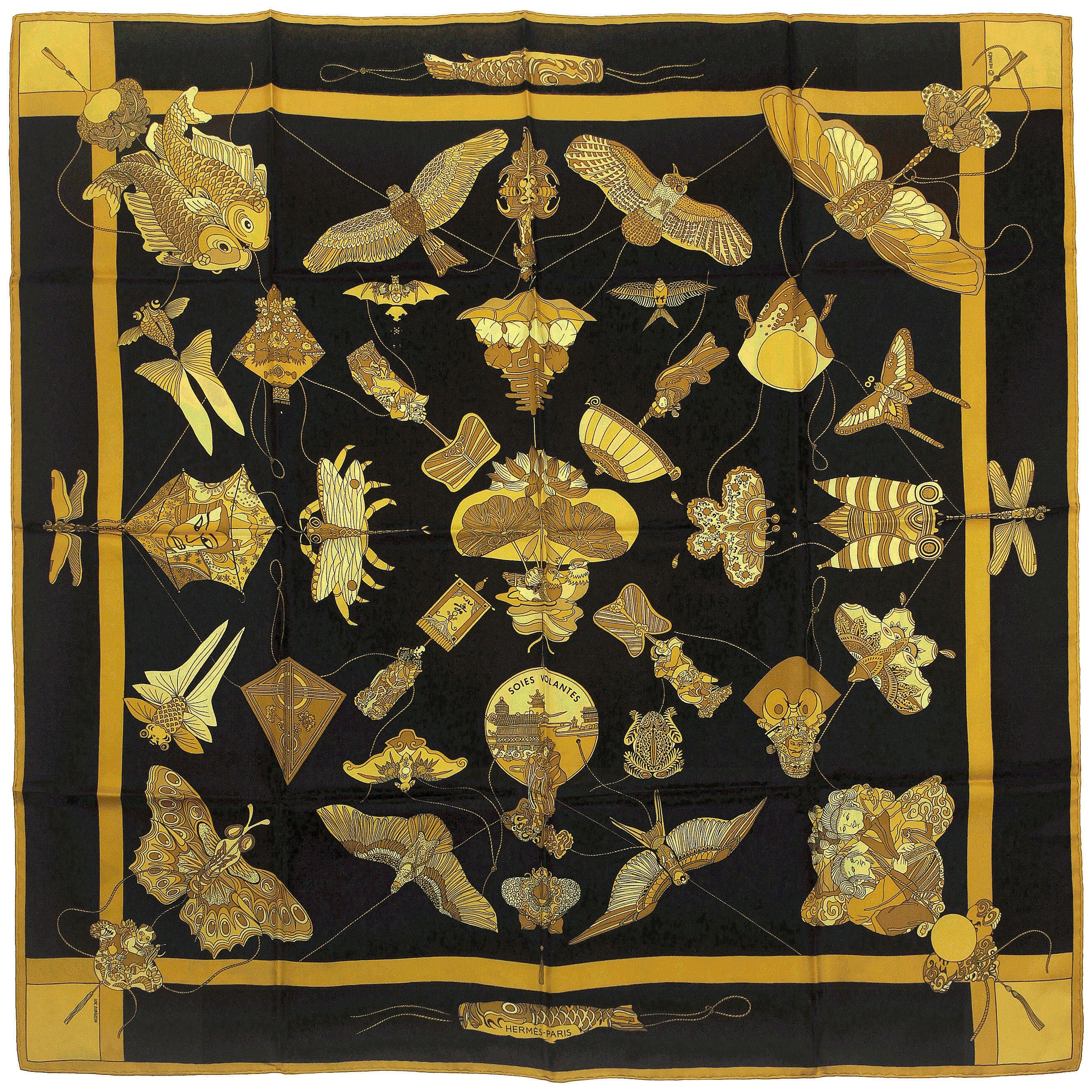 Hermes Scarf "Soies Volantes" by Loic Dubigeon 90cm Silk