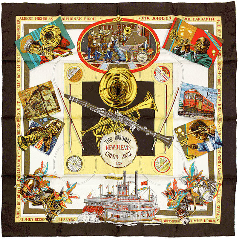 Hermes Scarf "New Orleans Creole Jazz" by Loic Dubigeon 90cm Silk | Carre