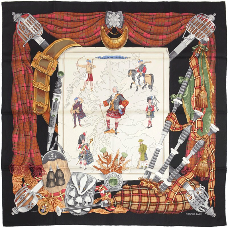 Hermes Scarf "Scotland" by Philippe Ledoux 90cm Silk | Carre Foulard