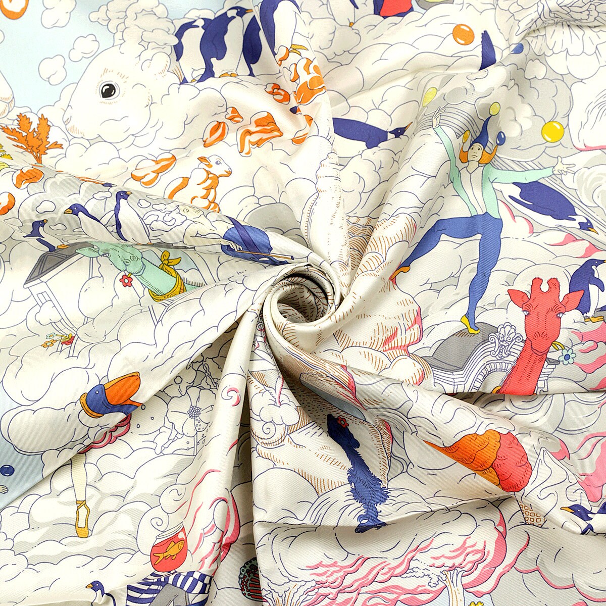 Hermes Scarf "Sur Mon Nuage" by Dimitri Rybaltchenko 90cm Silk | Foulard Carre