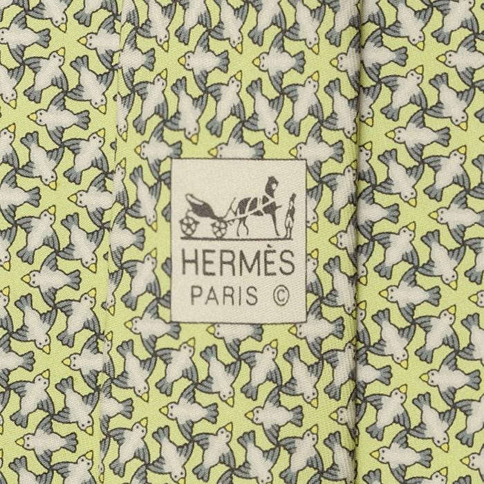 Hermes Men's Silk Tie Whimsical Circling Birds Pattern 5299 | Necktie Cravate