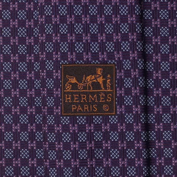 Hermes Men's Heavy Silk Tie Geometric Pattern 659189T | Necktie Cravate