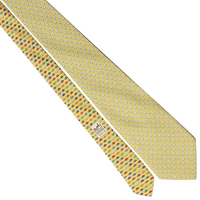 Hermes Men's Silk Tie Twillby Umbrellas Clouds Pattern 5616
