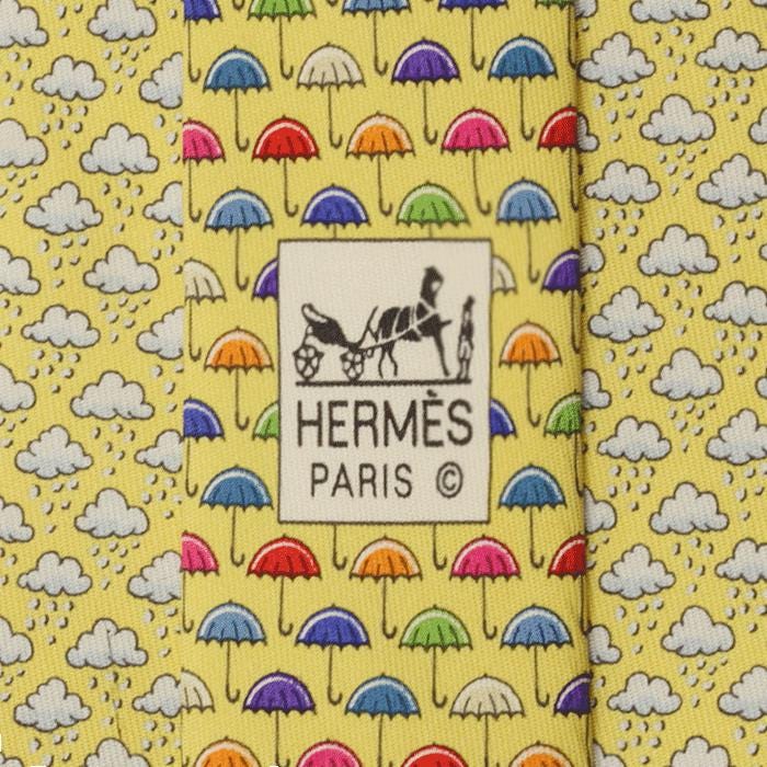 Hermes Men's Silk Tie Twillby Umbrellas Clouds Pattern 5616 | Necktie Cravate