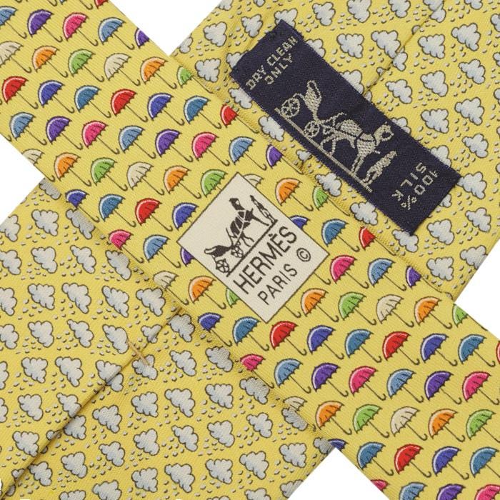 Hermes Men's Silk Tie Twillby Umbrellas Clouds Pattern 5616 | Necktie Cravate