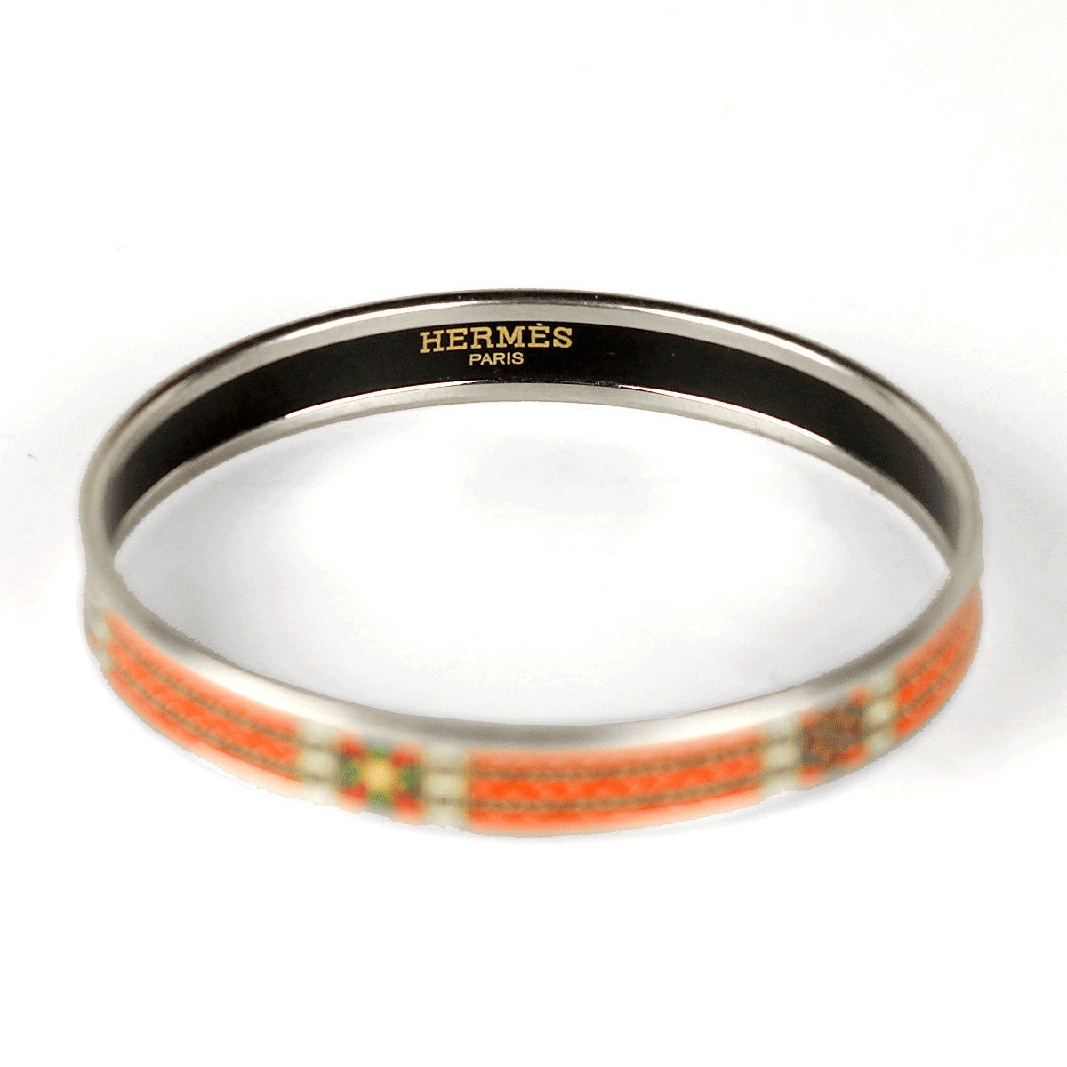 Hermes Bracelet Enamel Palladium Silver 65 Narrow | Bangle SHW