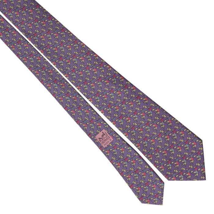 Hermes Men's Silk Tie Vintage Flying Men Pattern 7172 | Necktie Cravate