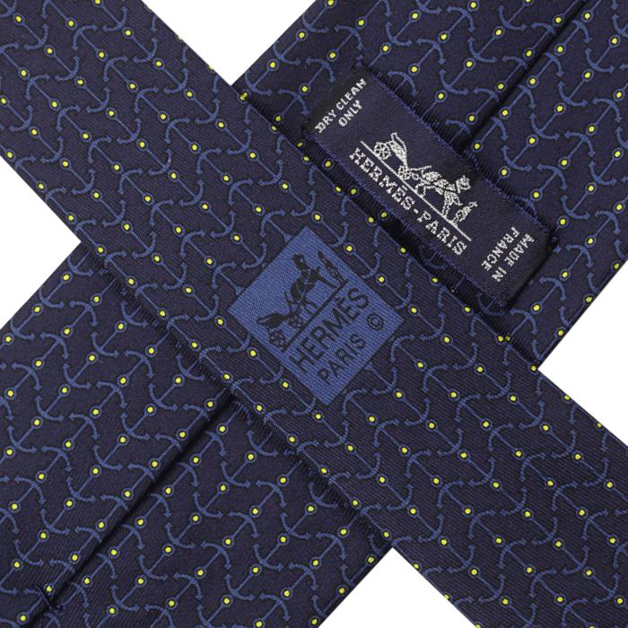 Hermes Men's Silk Tie Anchors Pattern 605773 | Necktie Cravate