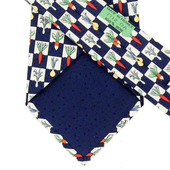 Hermes Men's Silk Tie Checkers Vegetables Pattern 7712 | Necktie Cravate