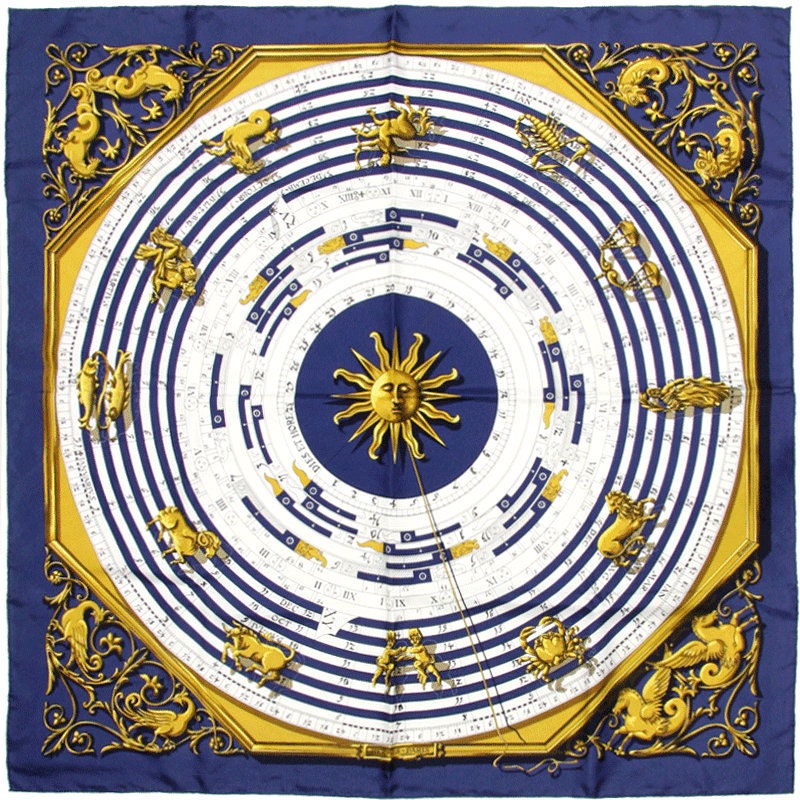 Hermes Scarf "Astrologie" by Françoise Façonnet Vintage 90cm Silk | Carre Foulard