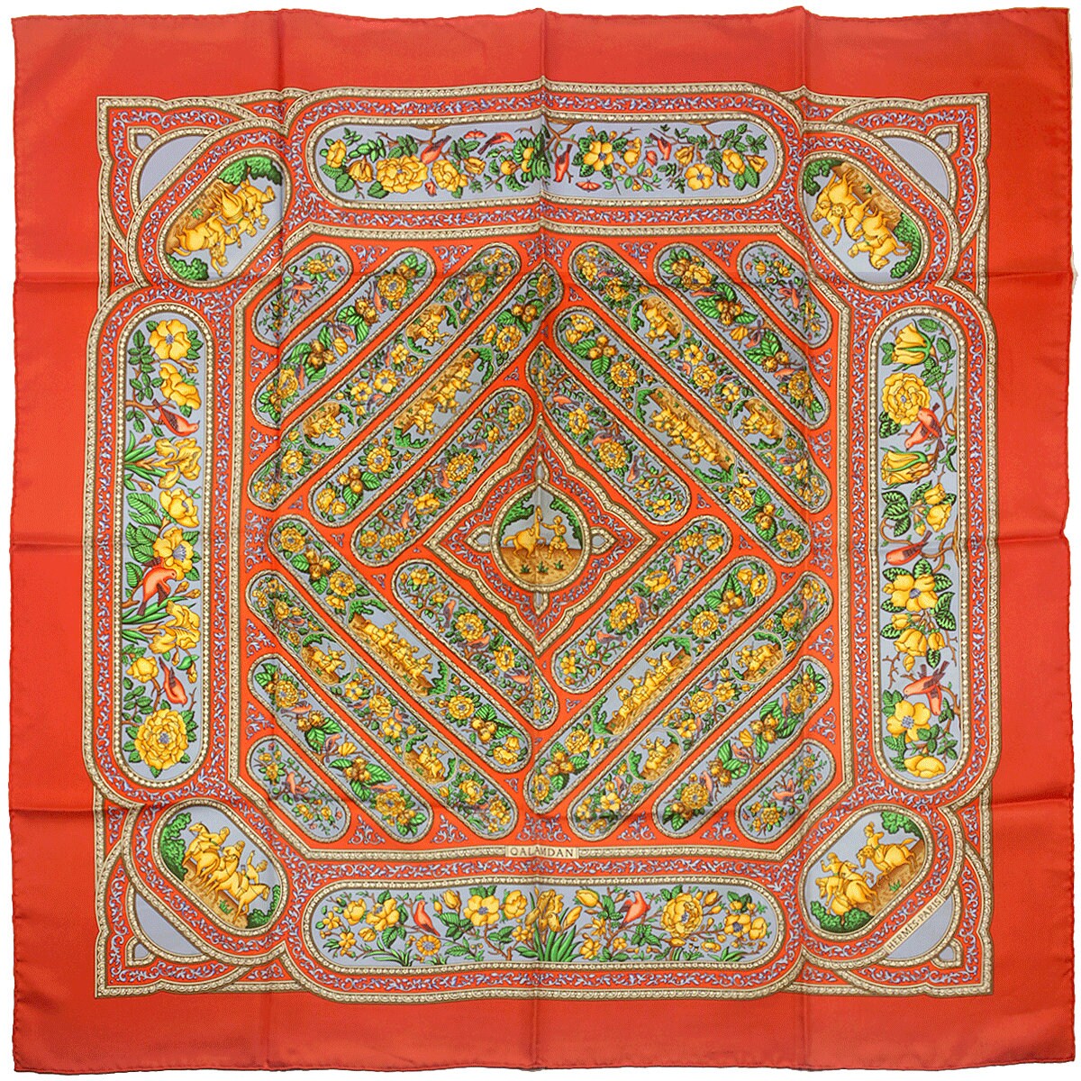 Hermes Scarf "Qalamdan" by Catherine Baschet Vintage 90cm Silk | Foulard Carre