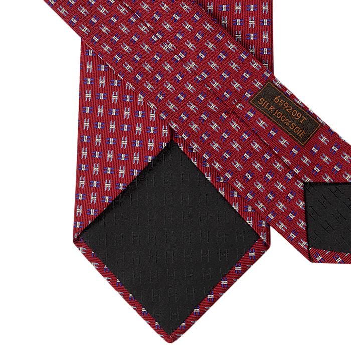 Hermes Men's Heavy Silk Tie H Geometric Pattern 659209T | Necktie Cravate