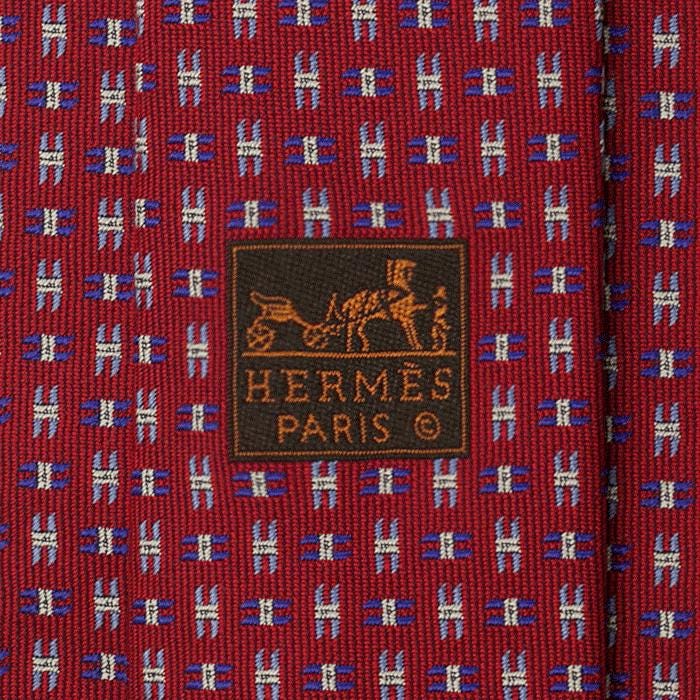 Hermes Men's Heavy Silk Tie H Geometric Pattern 659209T | Necktie Cravate