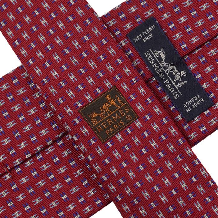 Hermes Men's Heavy Silk Tie H Geometric Pattern 659209T | Necktie Cravate