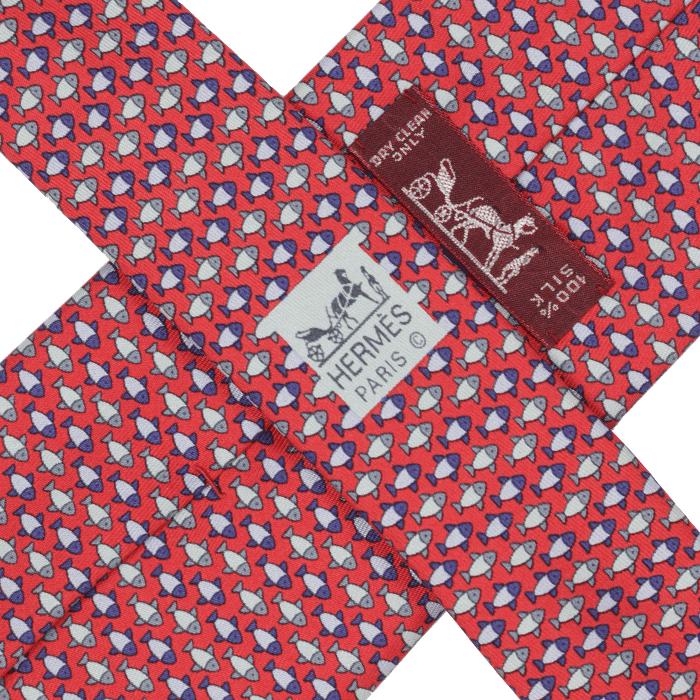 Hermes Men's Silk Tie Fish Pattern 7862 | Necktie Cravate