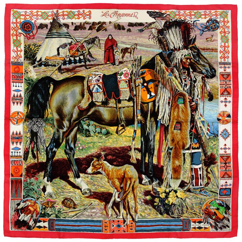 Hermes Scarf "Les Cheyennes" by Kermit Oliver 90cm Silk | Carre Foulard