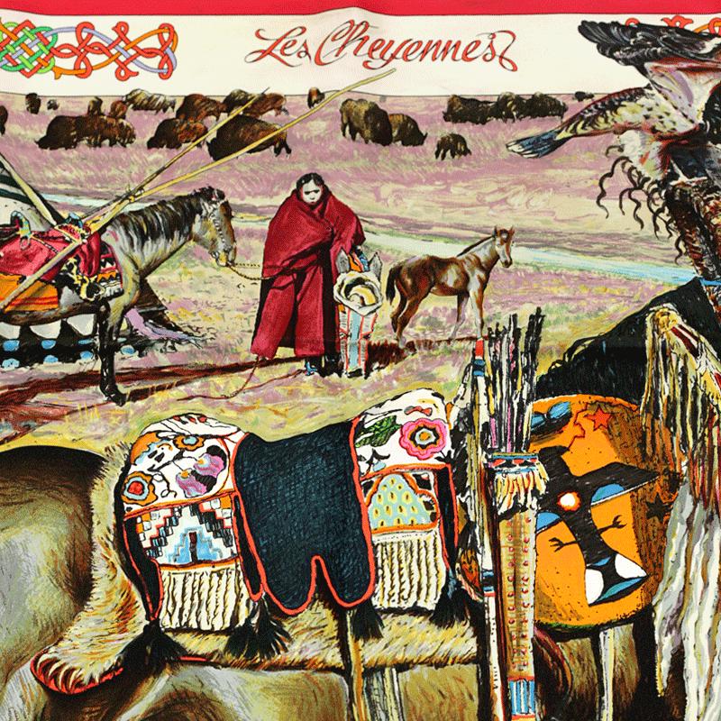 Hermes Scarf "Les Cheyennes" by Kermit Oliver 90cm Silk | Carre Foulard