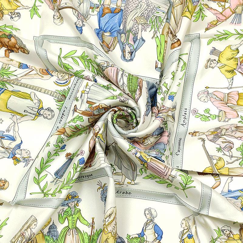 Hermes Scarf "Costumes Civils Actuels" by Françoise De La Perriere 90cm Silk | Carre Foulard