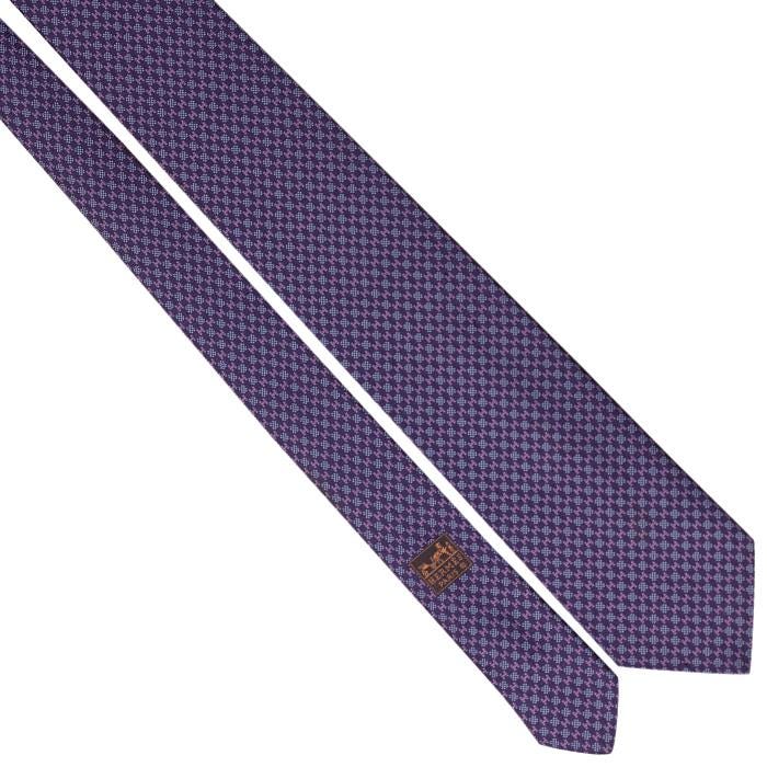 Hermes Men's Heavy Silk Tie Geometric Pattern 659189T | Necktie Cravate