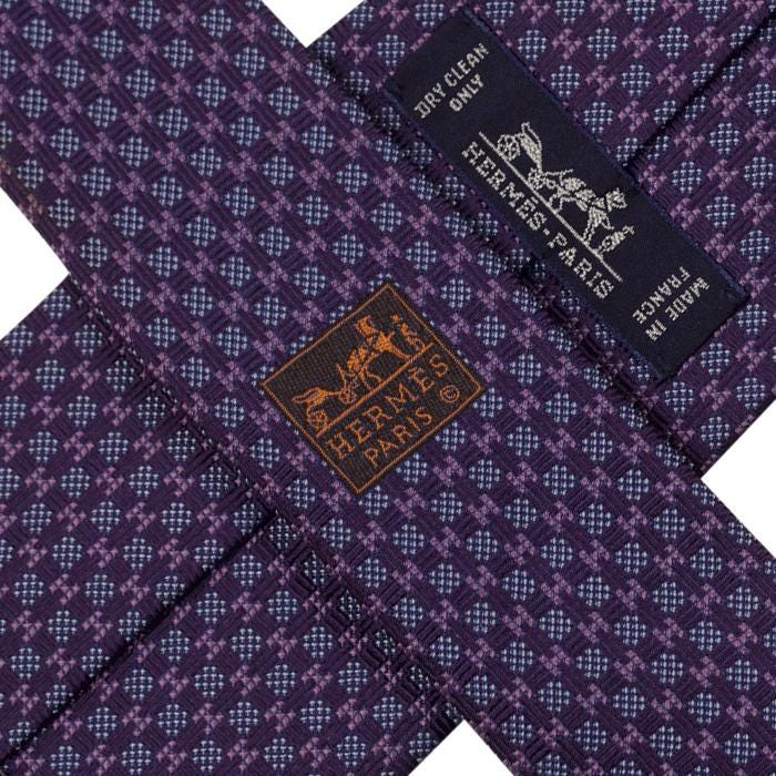 Hermes Men's Heavy Silk Tie Geometric Pattern 659189T | Necktie Cravate