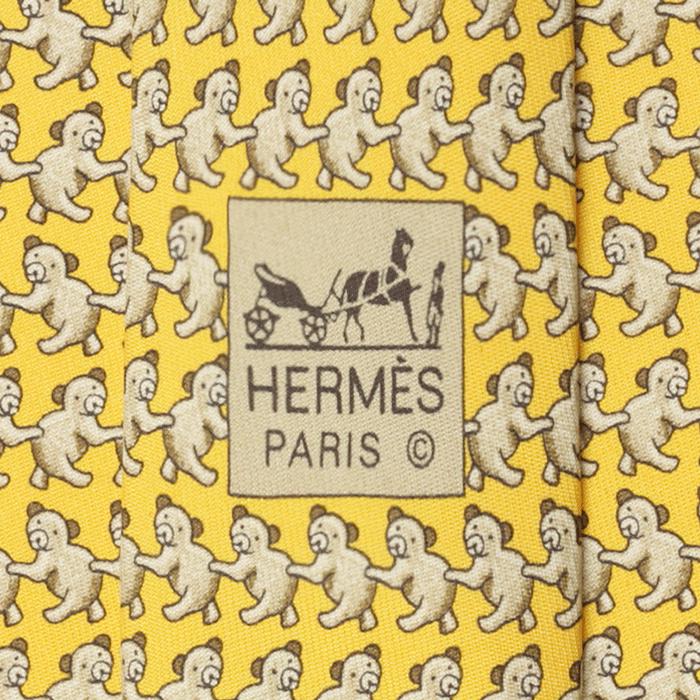 Hermes Men's Silk Tie Whimsical Dancing Bears Pattern 5297 | Necktie Cravate