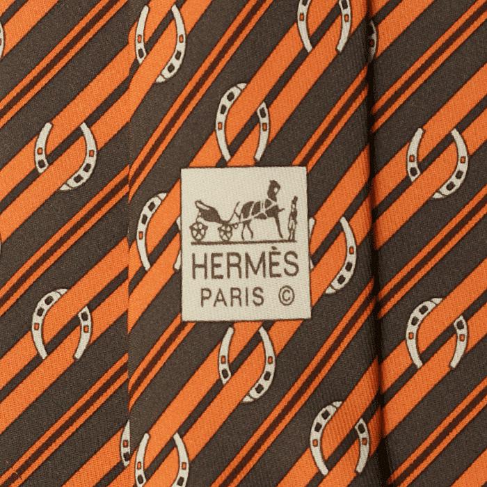 Hermes Men's Silk Tie Horseshoe Stripes Pattern 5276 | Necktie Cravate