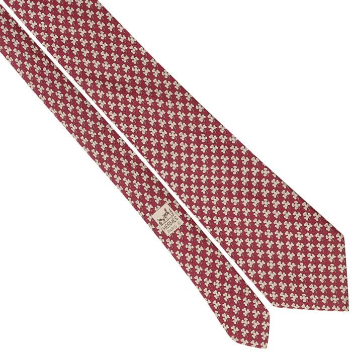 Hermes Men's Silk Tie Clovers Pattern 5005 | Necktie Cravate