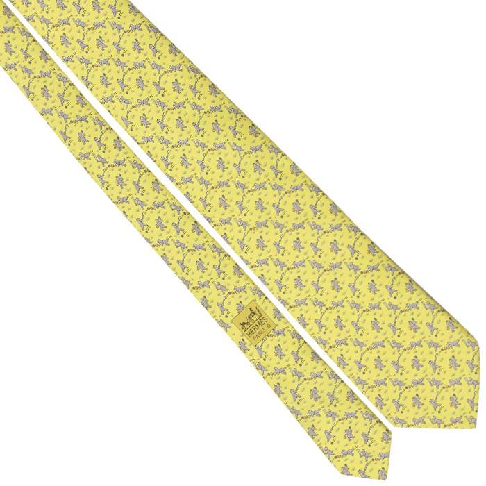 Hermes Men's Silk Tie Whimsical Bears Playing Baseball Pattern 605863 | Necktie Cravate