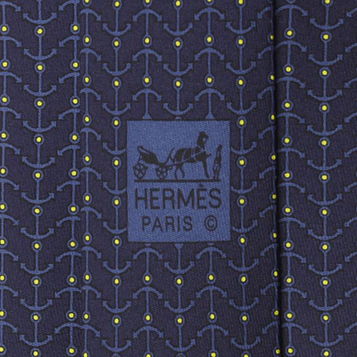 Hermes Men's Silk Tie Anchors Pattern 605773 | Necktie Cravate