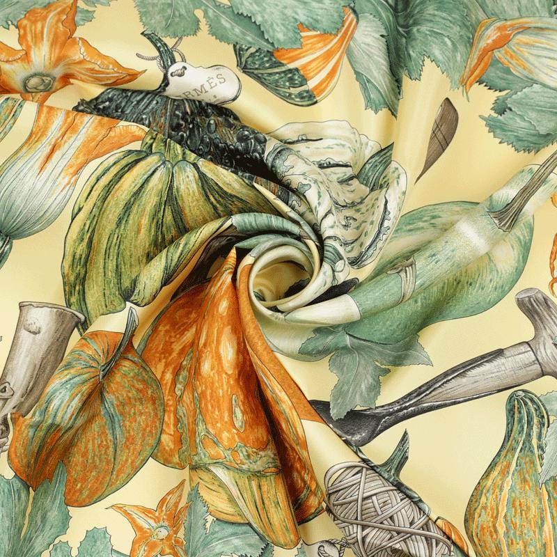 Hermes Scarf "Citrouilles et Coloquintes" by Valerie Dawlat Dumoulin 90cm Silk | Carre Foulard