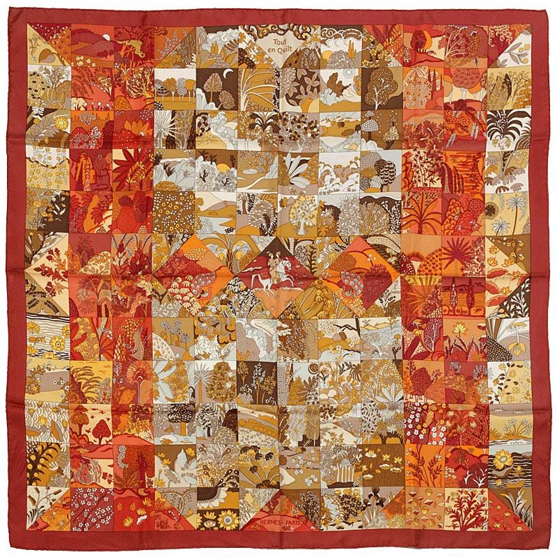 Hermes Scarf "Tout en Quilt" by Caty Latham 90cm Silk | Carre Foulard