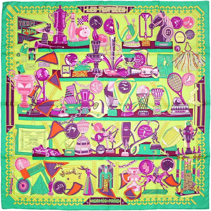 Hermes Scarf "Les Trophees" by Pierre Marie 90cm Silk | NWT