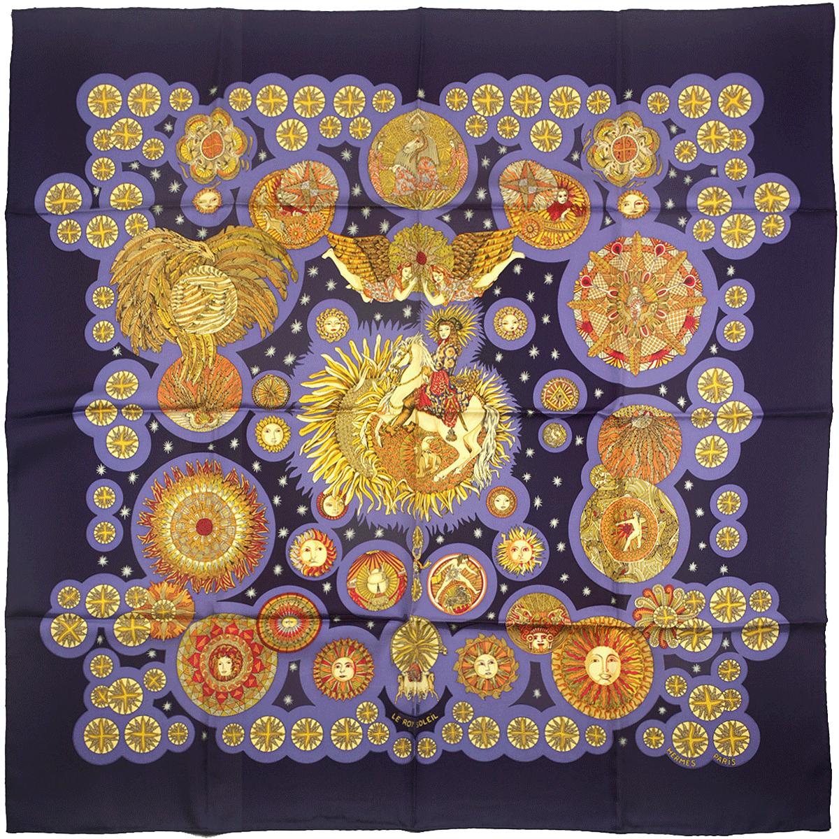 Hermes Scarf "Le Roy Soleil" by Annie Faivre 90cm Silk | Carre Foulard