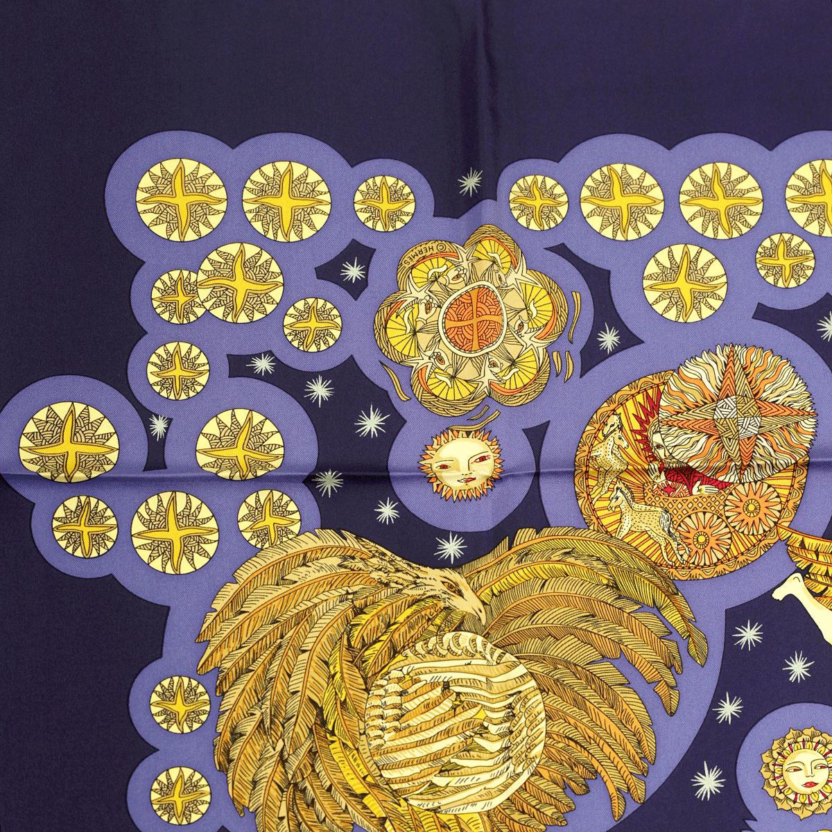 Hermes Scarf "Le Roy Soleil" by Annie Faivre 90cm Silk | Carre Foulard