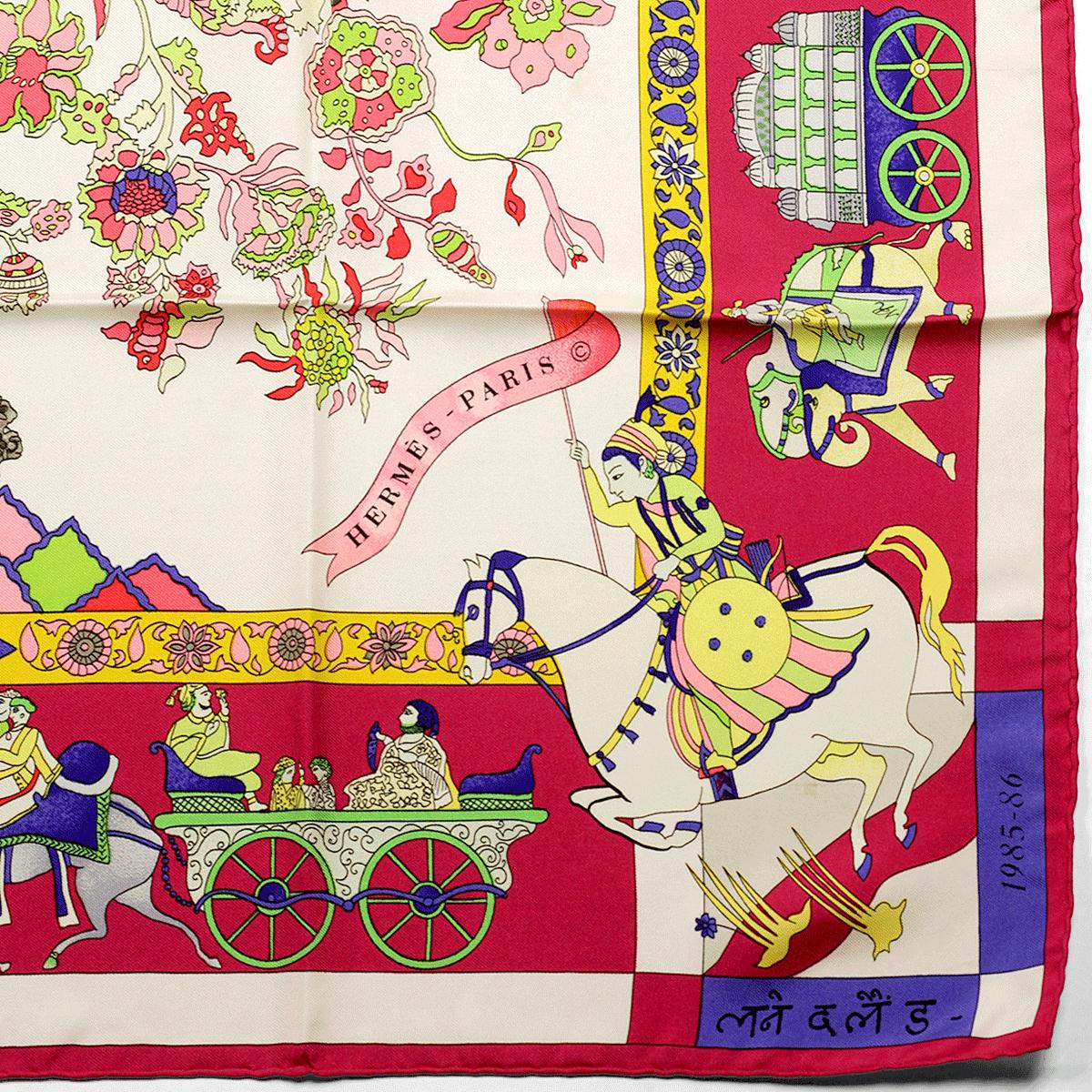 Hermes Scarf "Fantaisies Indiennes" by Loïc Dubigeon 90cm Silk | Carre Foulard