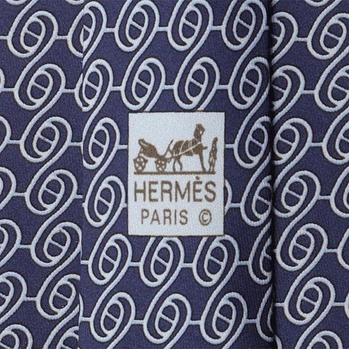Hermes Men's Silk Tie Geometric Chaine d'Ancre Pattern 5288 | Necktie Cravate