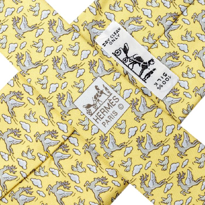 Hermes Men's Silk Tie Whimsical Flying Reindeer Pattern 5396 | Necktie Cravate