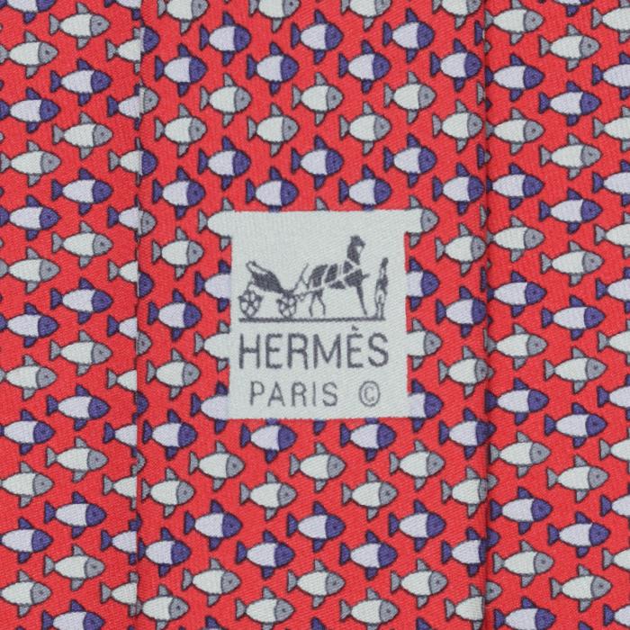 Hermes Men's Silk Tie Fish Pattern 7862 | Necktie Cravate