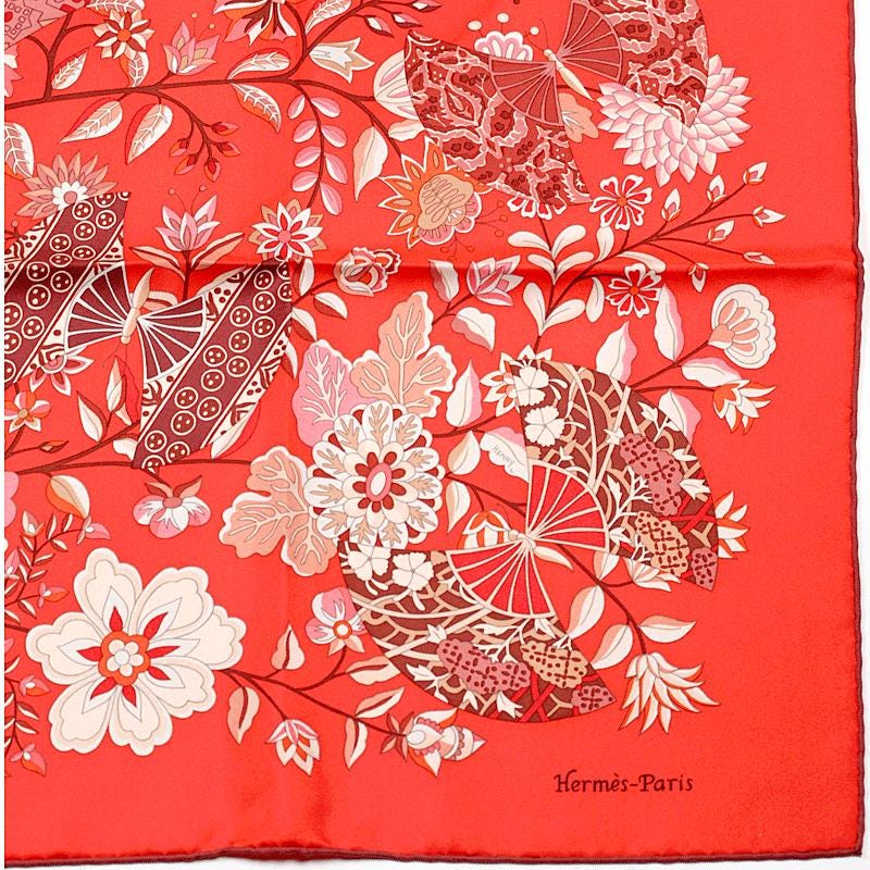 Hermes Scarf "Fleurs et Papillons de Tissus" by Christine Henry 90cm Silk | Foulard Carre