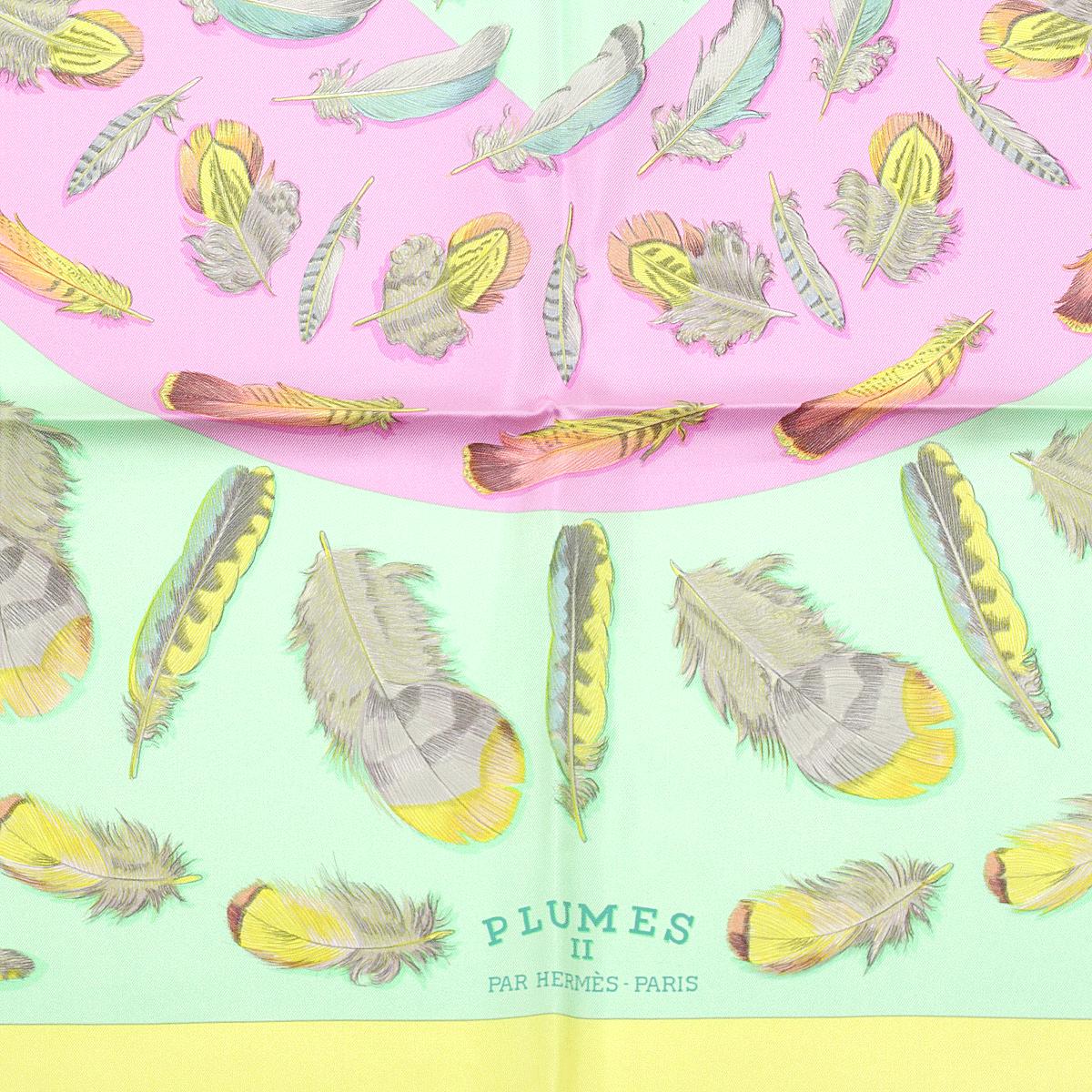 Hermes Scarf "Plumes II" by Henri de Linares 90cm Silk | Carre Foulard